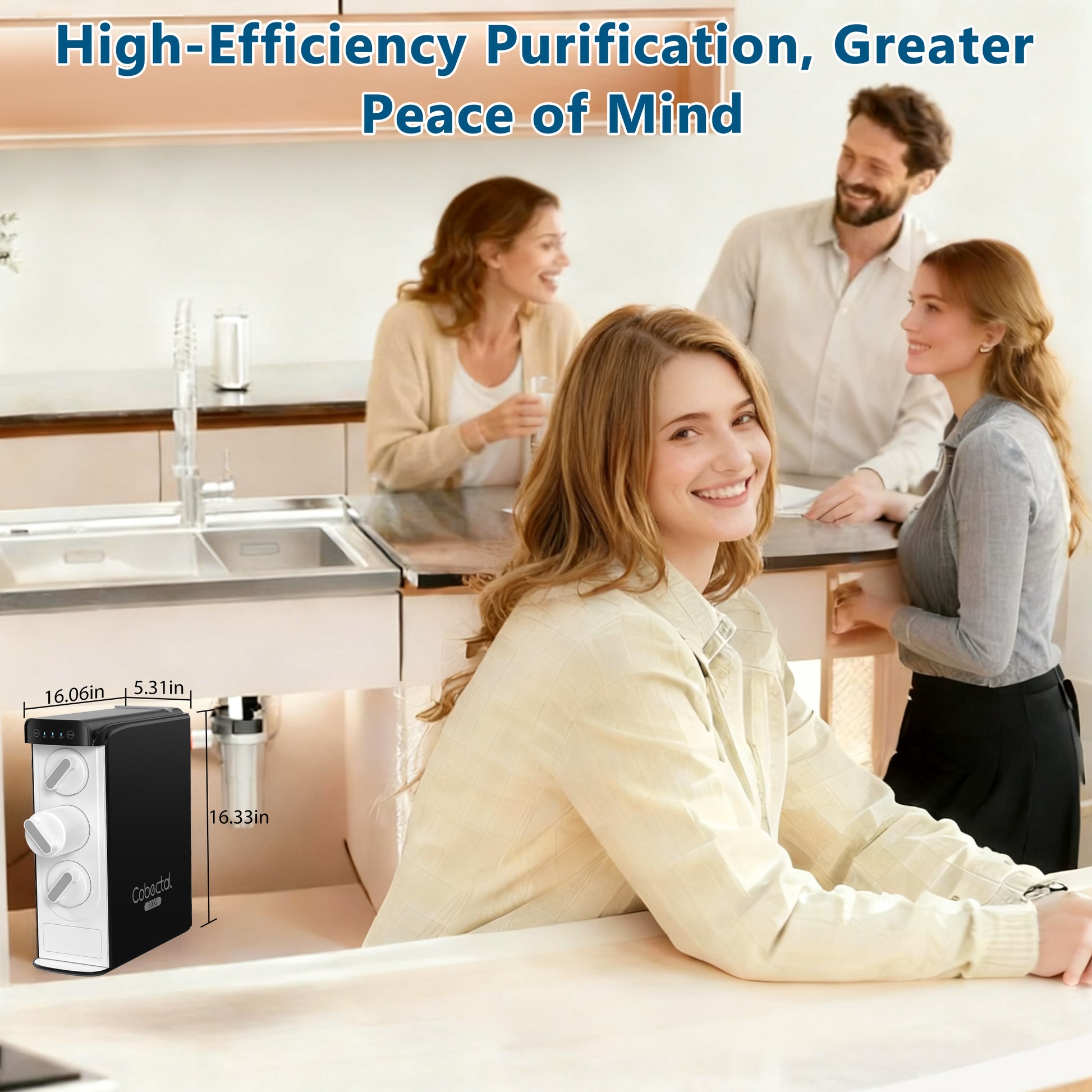 Cobectal High - efficiency water purifier: Delivers great purification for safe drinking water, bringing greater peace of mind. Compact design fits well in your kitchen.