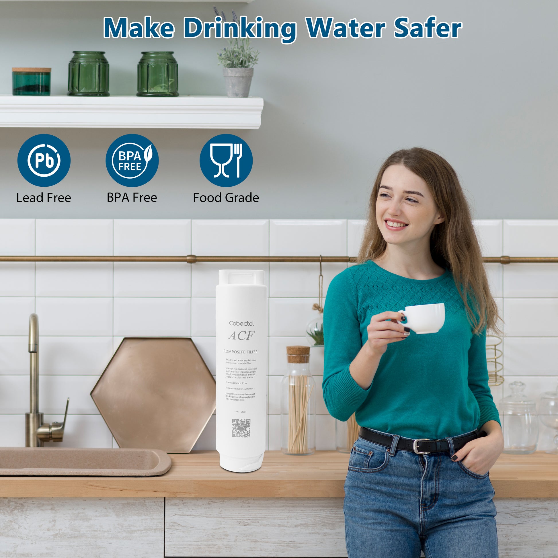 Cabectal ACF composite filter: Lead - free, BPA - free, food - grade. Makes drinking water safer for your health.
