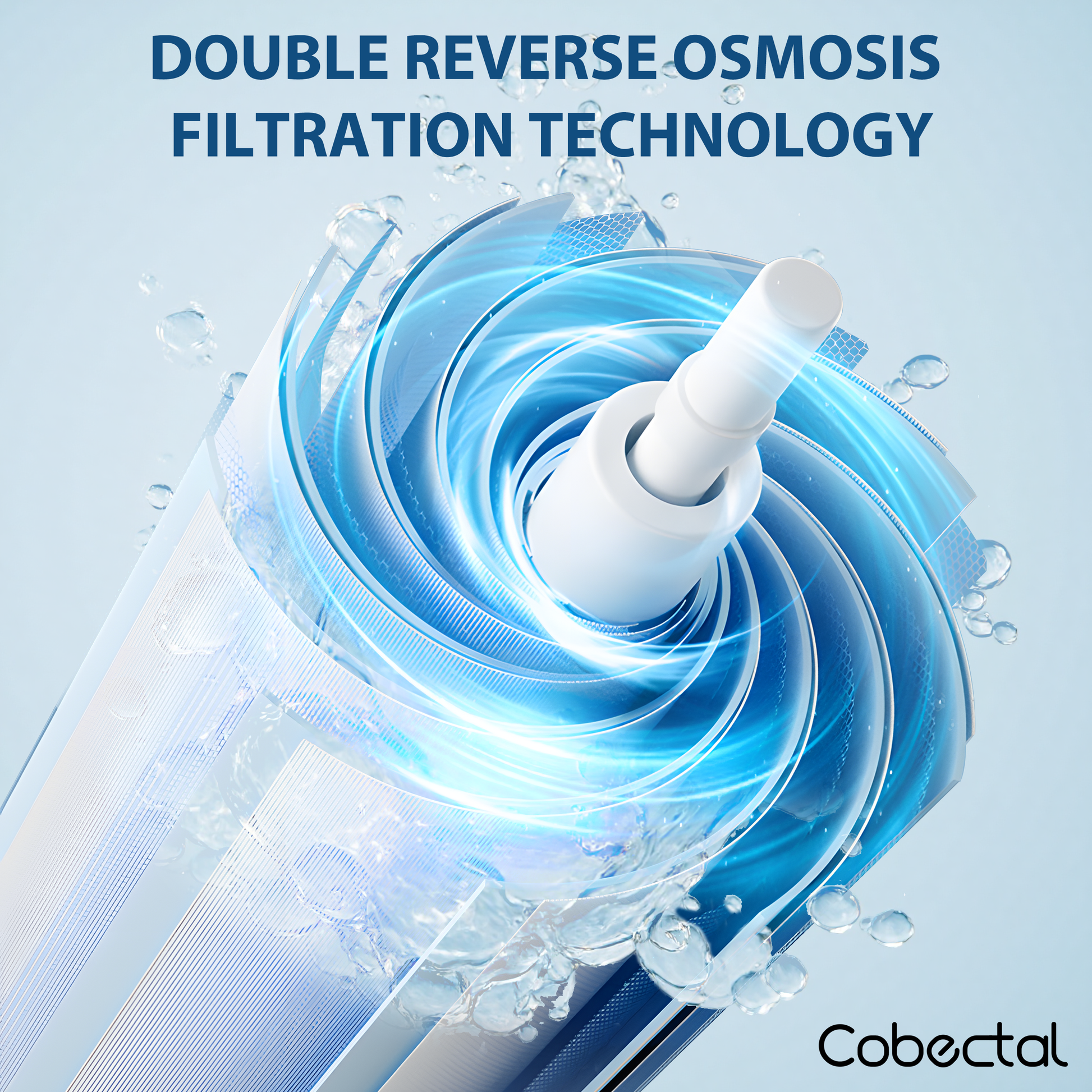 Cobectal Reverse Osmosis Water Filter, Double reverse osmosis tech for pure, clean water.