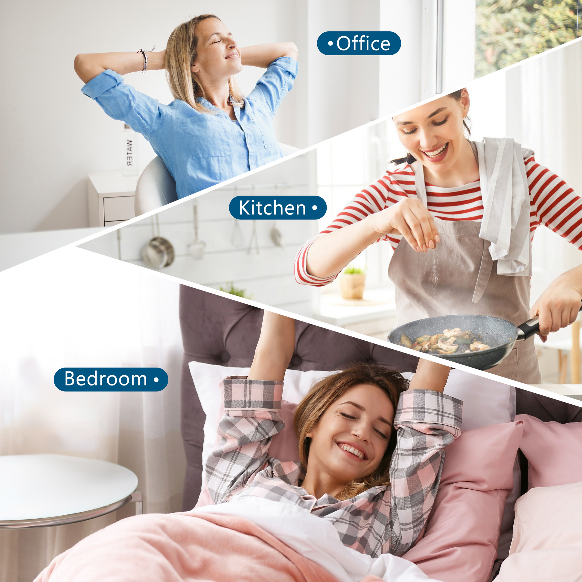 Enjoy fresh air in office, kitchen, bedroom—perfect for every space to breathe easy and feel great.