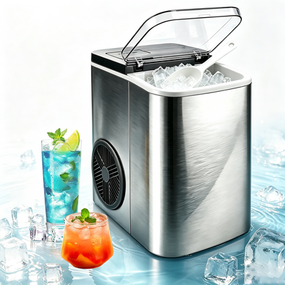 Cobectal Ice Makers Machine Countertop with Handle,Self-Cleaning Portable Ice Maker