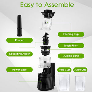 Cobectal Slow Masticating Juicer Machines, 300W Cold Press Juicer Machines with 1000ml Cup