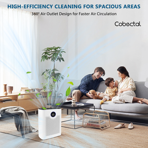 Cobectal®ZQA8000A Air Purifier for Large Rooms, HEPA Cleaner for Pets, Odor, Dust，White