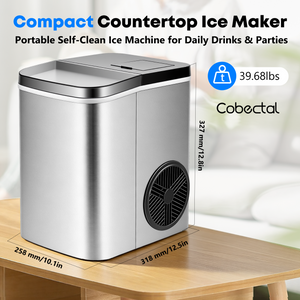 Cobectal Ice Makers Machine Countertop with Handle,Self-Cleaning Portable Ice Maker