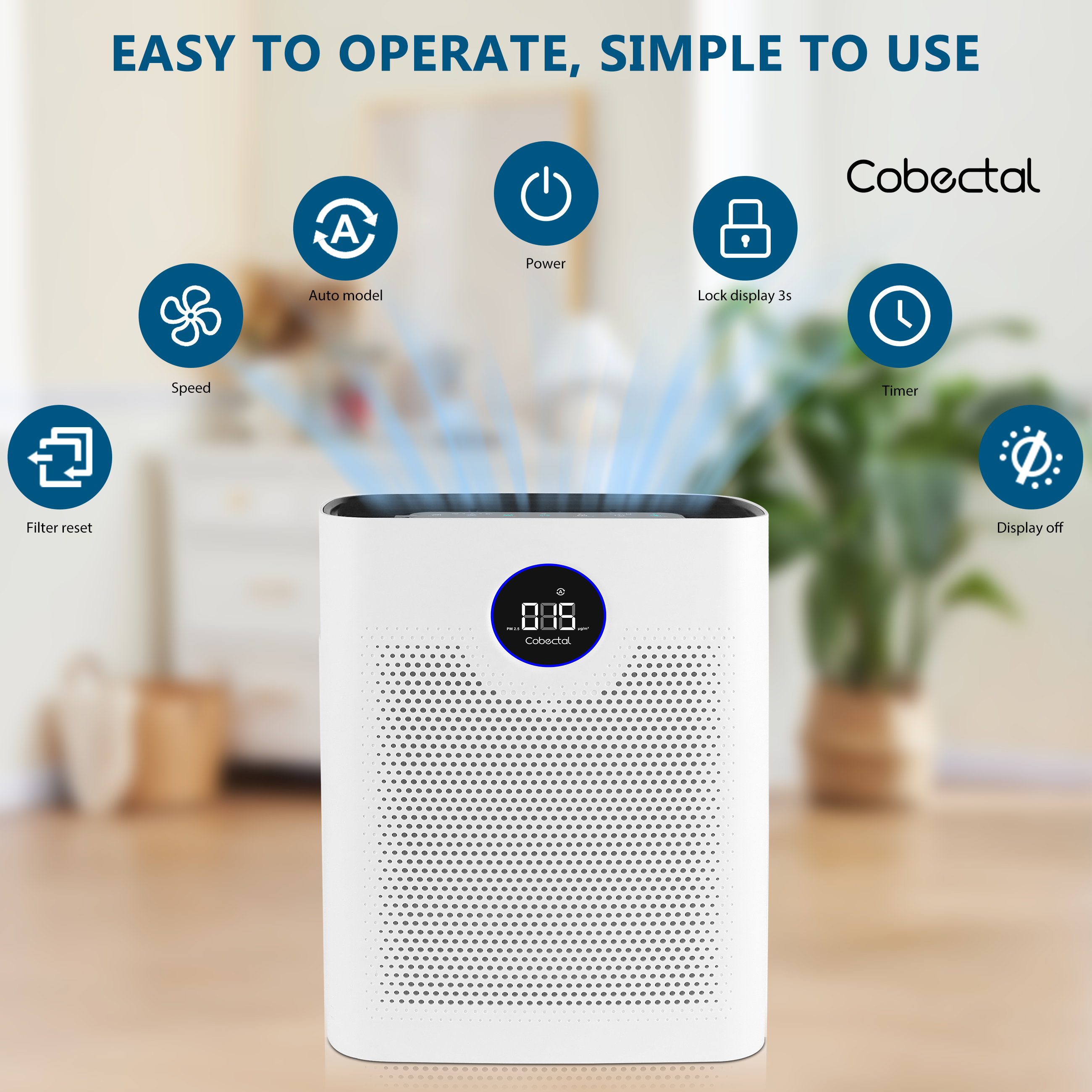 Cobectal® ZQA-8000A Air Purifier for Large Rooms, HEPA Cleaner for Pet Cobectal® ZQA-8000A Air Purifier for Large Rooms, HEPA Cleaner for Pet
