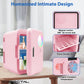 Cobectal Skincare Fridge, Mini Beauty Fridge with LED Mirror, 4L Portable Small Refrigerator for Bedroom, Car, Office & Dorm, Cooler & Warmer (Pink)