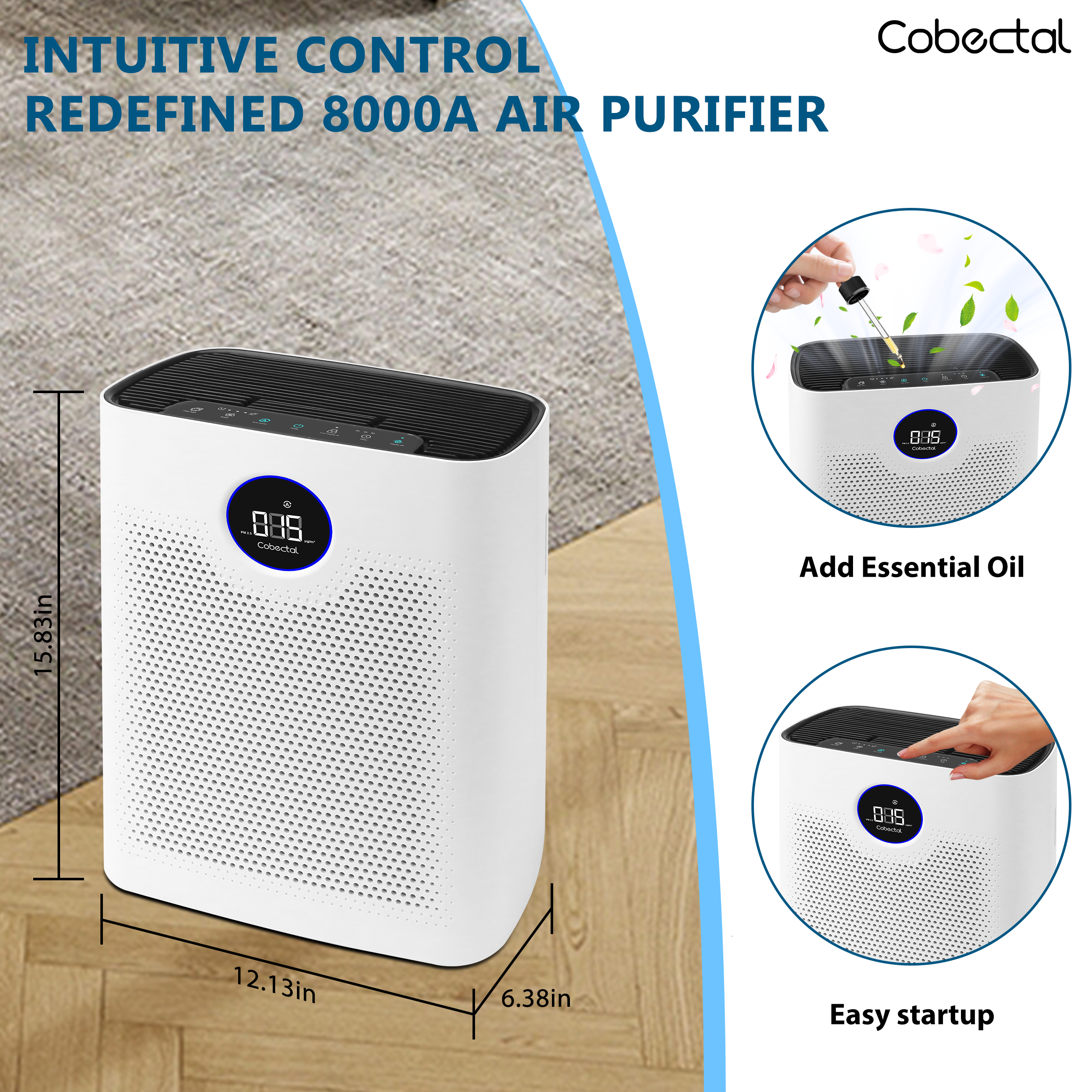 Cobectal® ZQA-8000A Air Purifier for Large Rooms, HEPA Cleaner for Pet Cobectal® ZQA-8000A Air Purifier for Large Rooms, HEPA Cleaner for Pet