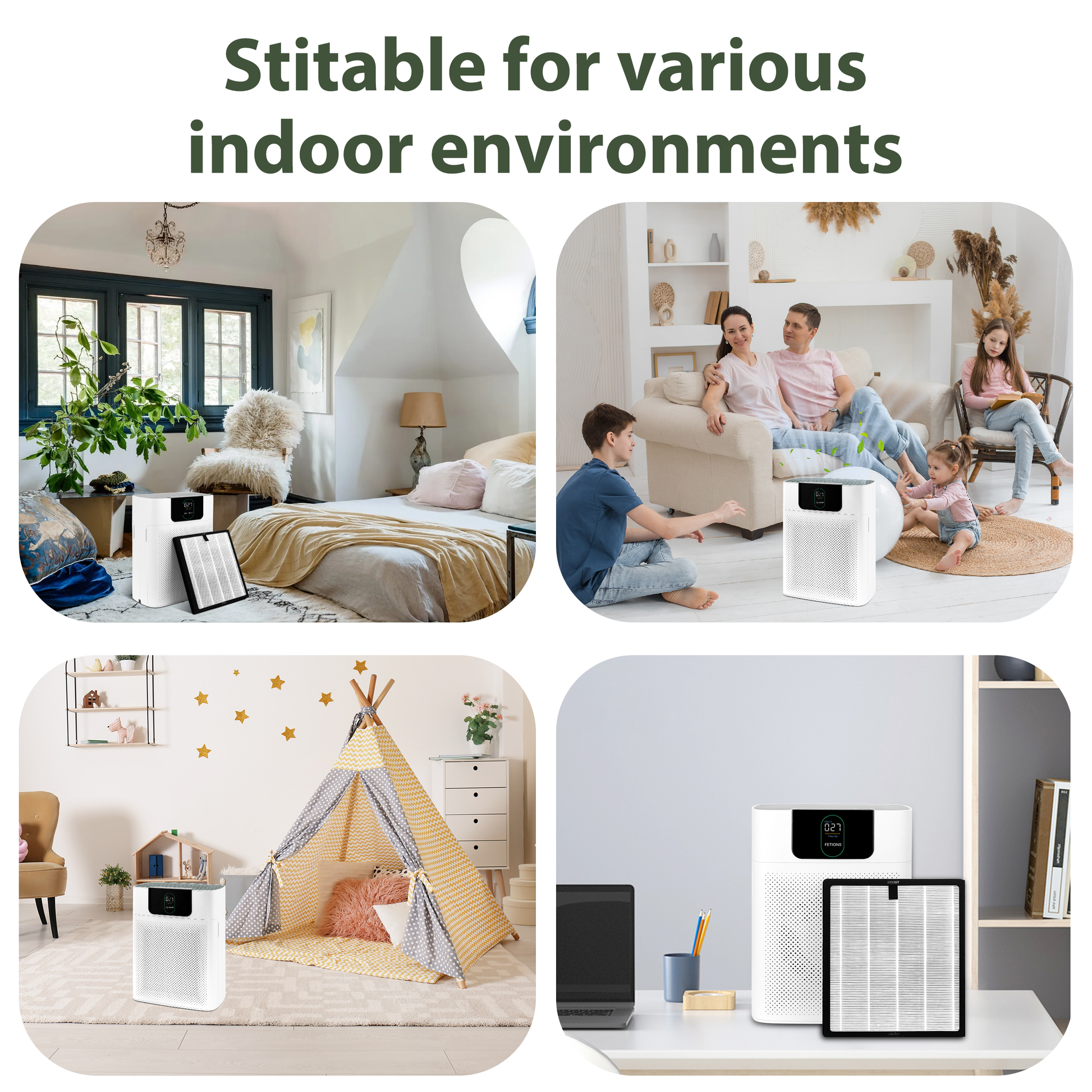 Cobectal HY4866 Air Purifier Filter Replacement, Suitable for Various Indoor Environments: Bedroom, Living Room, Kids Room, Home Office, High Efficiency H13 HEPA Filtration for Pet Owners and Families
