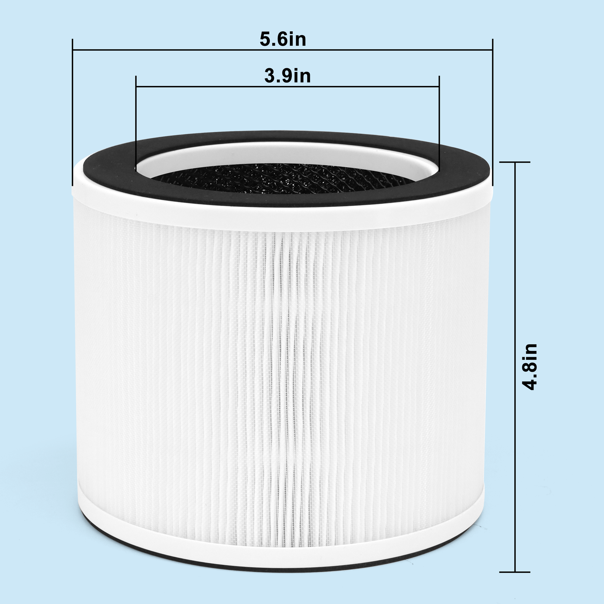 Cobectal ZQA-2000 Air Filter air filter: Measures 5.6in (diameter) × 4.8in (height), inner diameter 3.9in. Efficiently purifies air.
