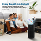 “Every Breath Is A Delight” with this air purifier—add your favorite essential oil to fill your home with pleasant scents, creating a delightful and fresh atmosphere for your family, as seen in this cozy living room scene.