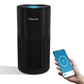 Cabectal ZQA-6000A smart air purifier: Sleek black design with app control. Manage air purification easily via your phone for fresh air.