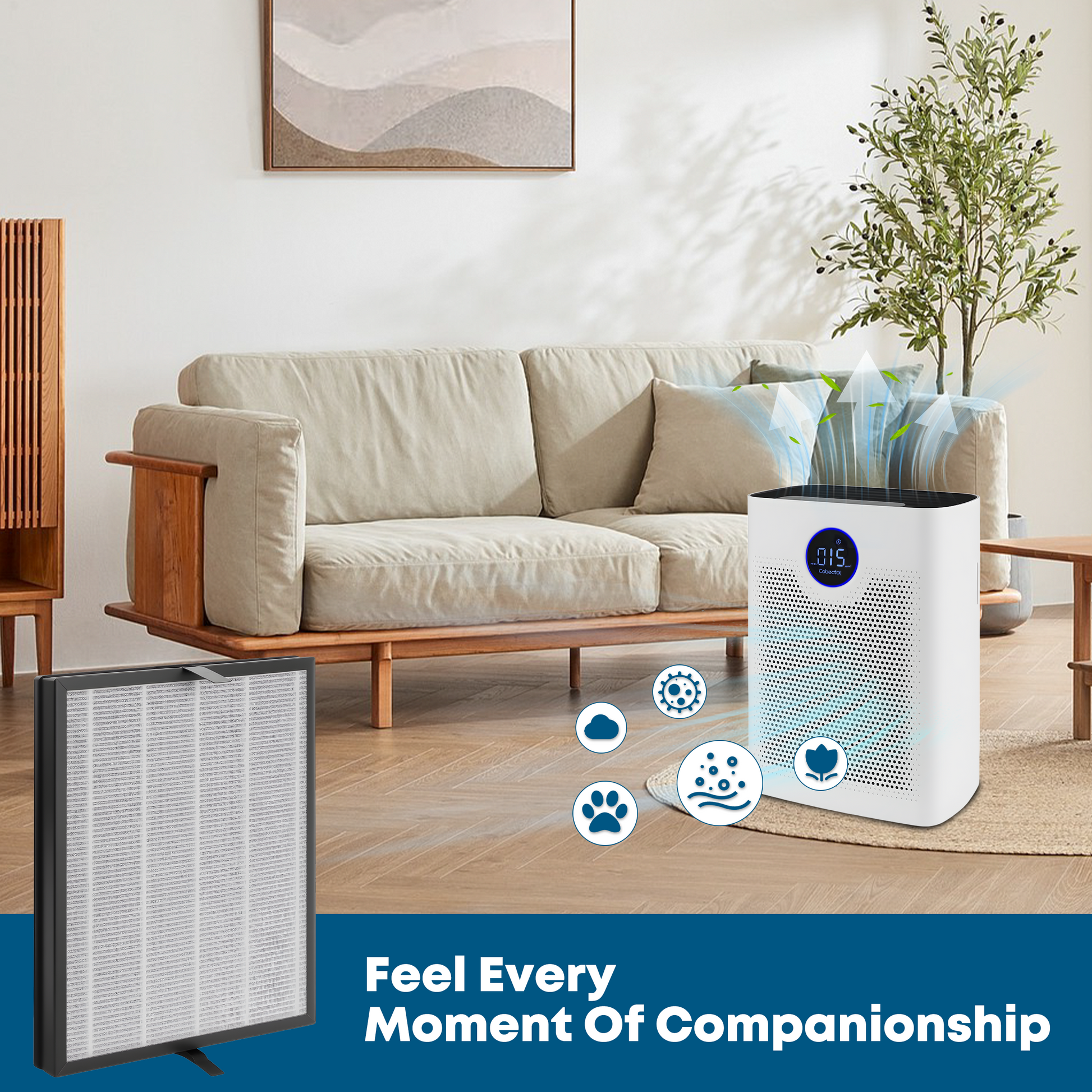 Cobectal ZQA-8000A Air purifier and filter: Provides clean air, letting you feel every moment of companionship in fresh indoor space.
