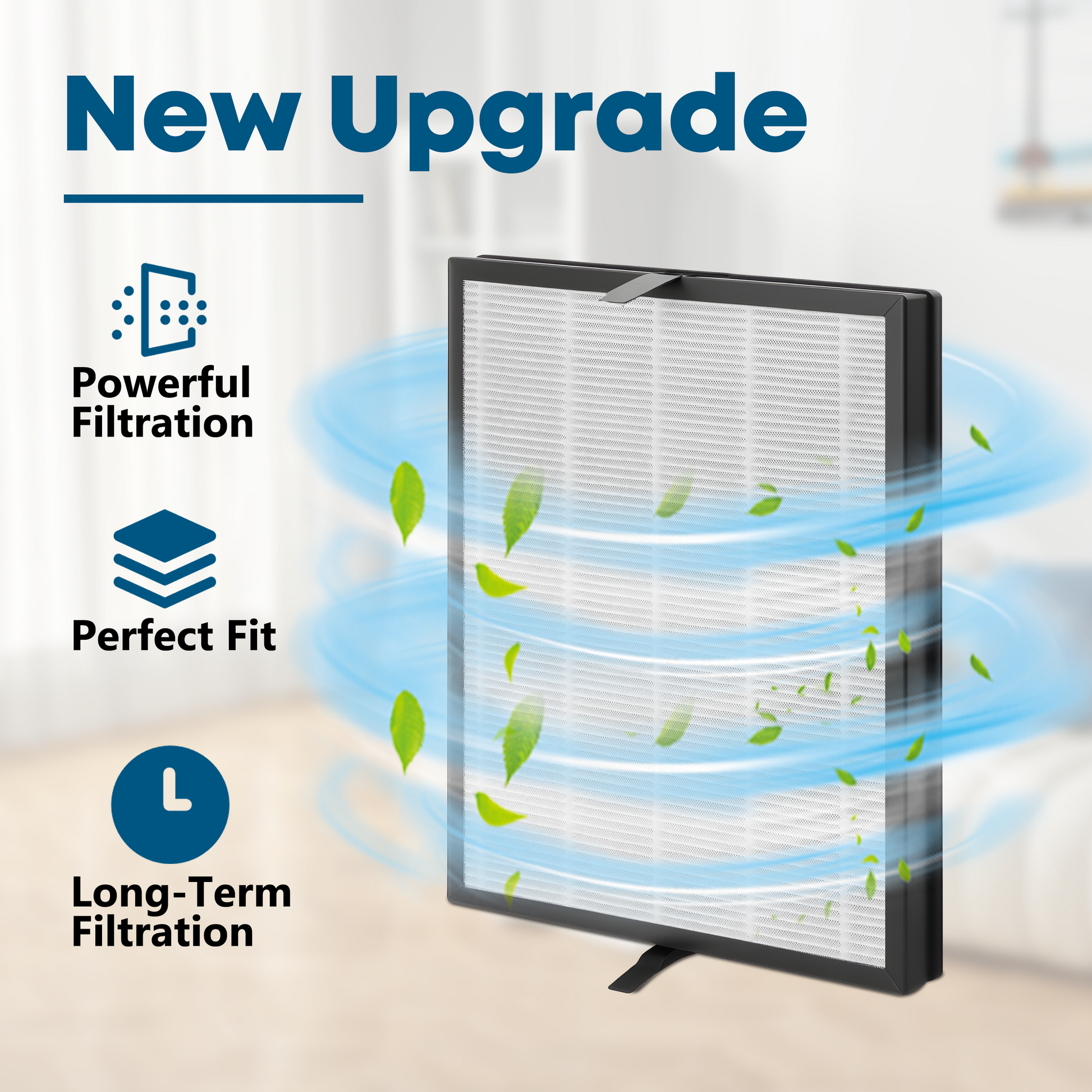 Newly upgraded air filter: powerful filtration, perfect fit, long - term use. Ensures clean air. 