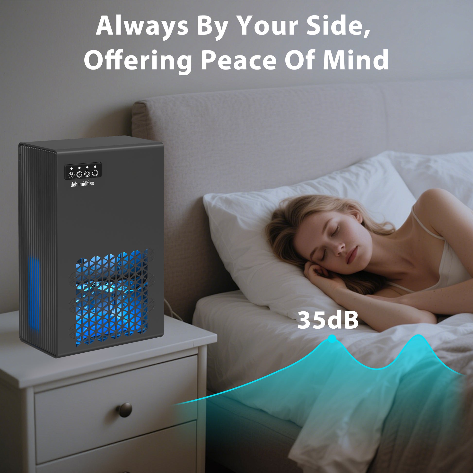 Cobectal ZQB201 Dehumidifier, Ultra-Quiet 35dB Operation, Always By Your Side Offering Peace of Mind, Ideal for Bedroom Use and Undisturbed Sleep
