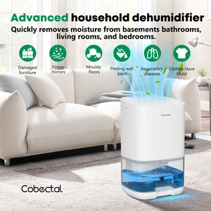 Cobectal 35OZ Dehumidifier, Advanced Household Dehumidifiersor, Quickly Eliminates Dampness in Basements, Bathrooms, Living Rooms, and Bedrooms, Prevents Damaged Furniture, Foggy Mirrors, Mold, and Respiratory Issues