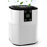 Cobectal ZQ2000A air purifier: sleek white, digital "88" display, touch controls, green leaves visualizing fresh airflow—compact, modern for home/office clean air.