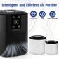 Cobectal Intelligent and Efficient Air Purifier. Features pet - friendly design, timer function, covers 322ft² in 30 mins. Includes filters, digital display. Ideal for clean air.