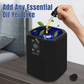 Cobectal ZQ2000C air purifier , add your favorite essential oils. Shown with a hand dropping oil into the top, blue light and leaves for a fresh, aromatic vibe. 