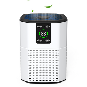 Sleek white Cobectal air purifier with a digital display. Features touch controls and subtle leaf accents for a fresh, modern vibe. Perfect for clean air and stylish home/office setups. 