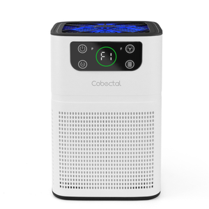 White Cobectal Air Purifier . Digital Display, Touch Controls, Sleek Design for Clean Air.