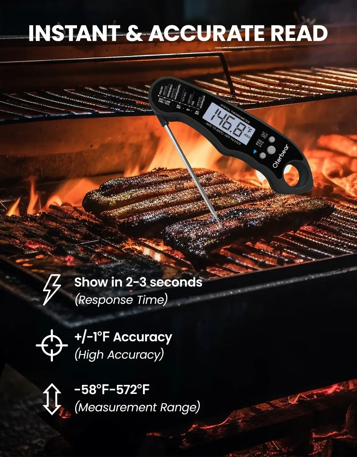 digital instant red meat thermometer